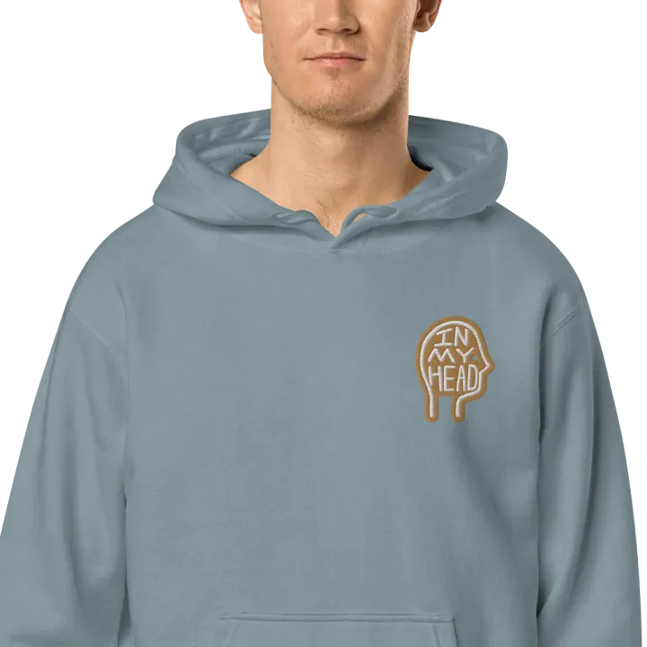 In My Head (L.C. brown bubble design 2) embroidered pigment hoodie product image (1)