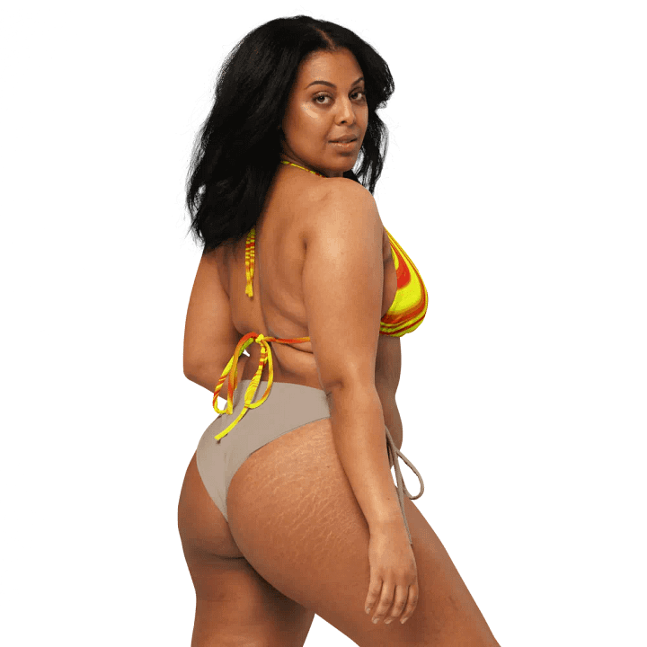 Padded String Bikini Top - Yellow and Red Digital Fluid Art product image (2)