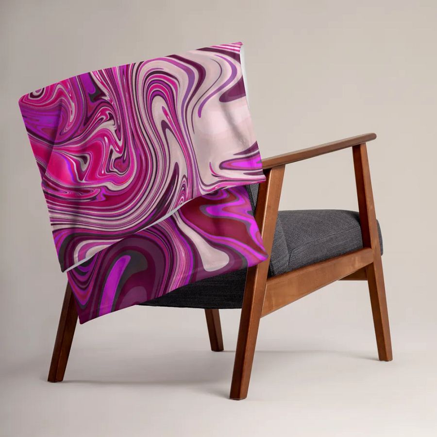 Throw Blanket - Pink and Purple Digital Fluid Art product image (5)