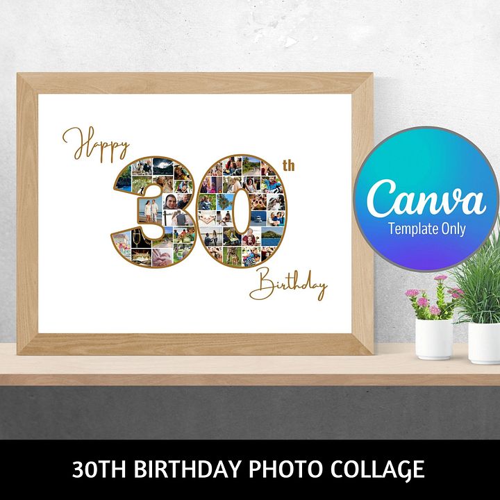 Happy 30th Birthday Photo Collage Canva Template product image (1)