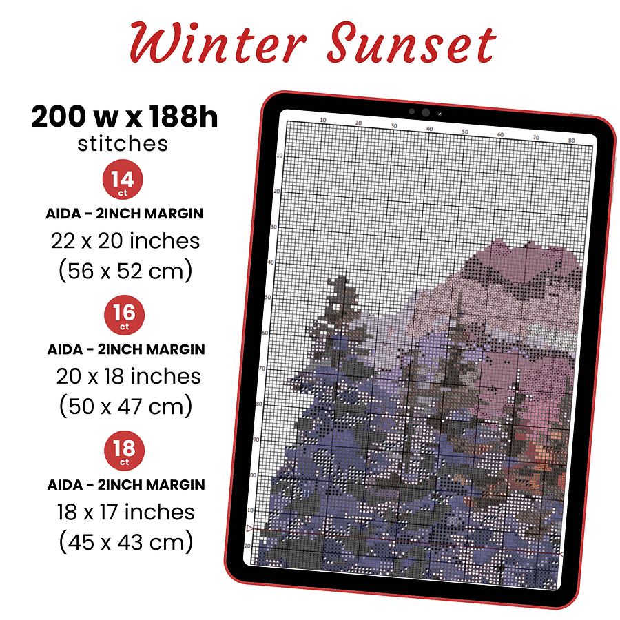 Winter Sunset Cross Stitch Pattern product image (2)