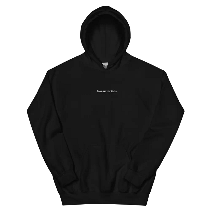 Minimalistic Unisex Love Never Fails Embroided Hoodie (White Embroided) product image (8)