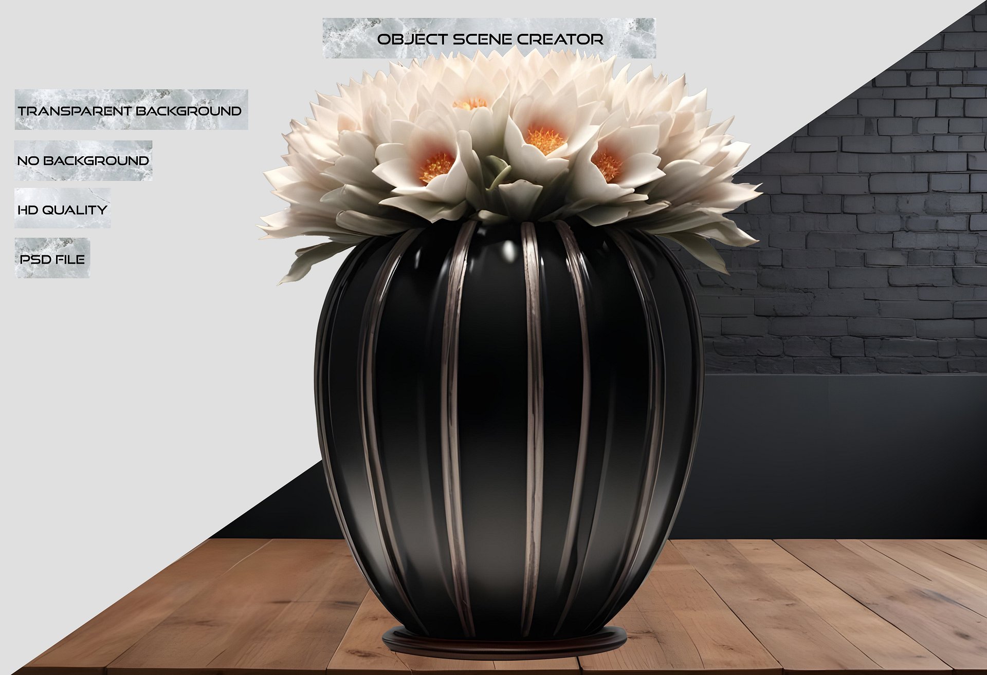 Monochrome Elegance Vase – Black & White Signature, PNG product image (2)