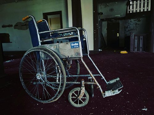 In the TB hospital section of the Indiana state sanatorium or healthcare facility, there are signs of life that once was. Fro...
