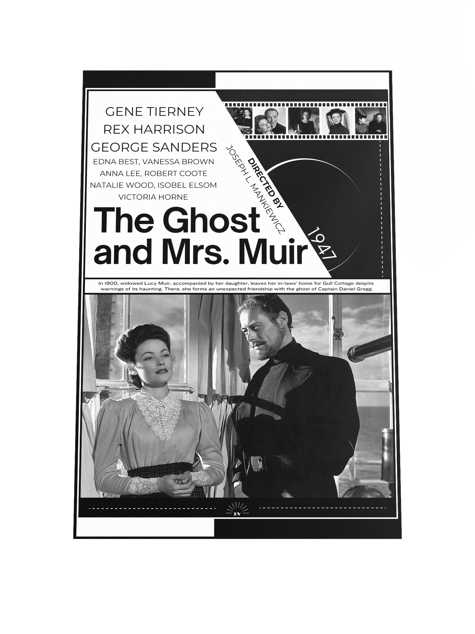 The Ghost and Mrs. Muir with Gene Tierney and Rex Harrison 1947 | Movie Poster | 12x18 Wall Art product image (1)