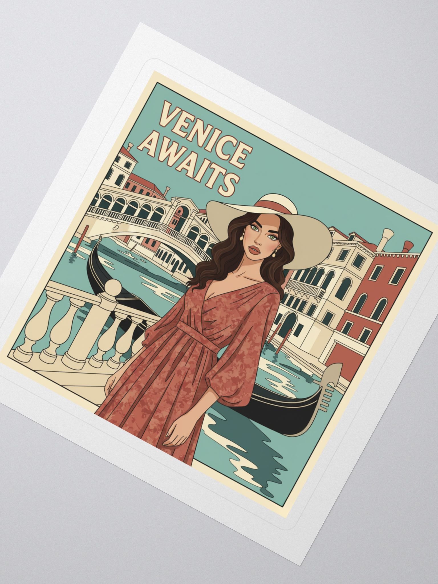 Venice Awaits Sticker – Retro Travel Art product image (2)