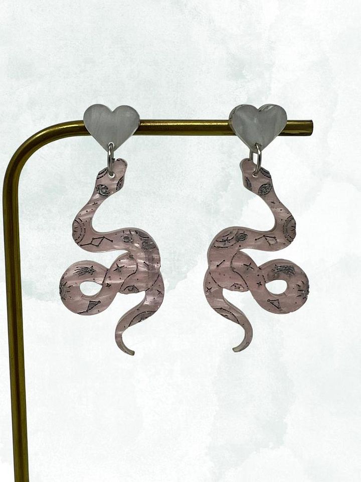 Mystical Snake Earrings (Pink Pearl) product image (1)