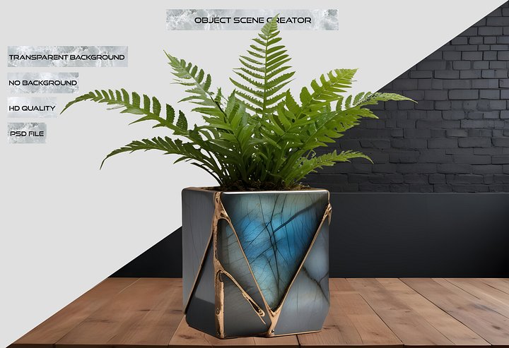 Stellar Luxe – Geometric Labradorite Planter PNG product image (2)