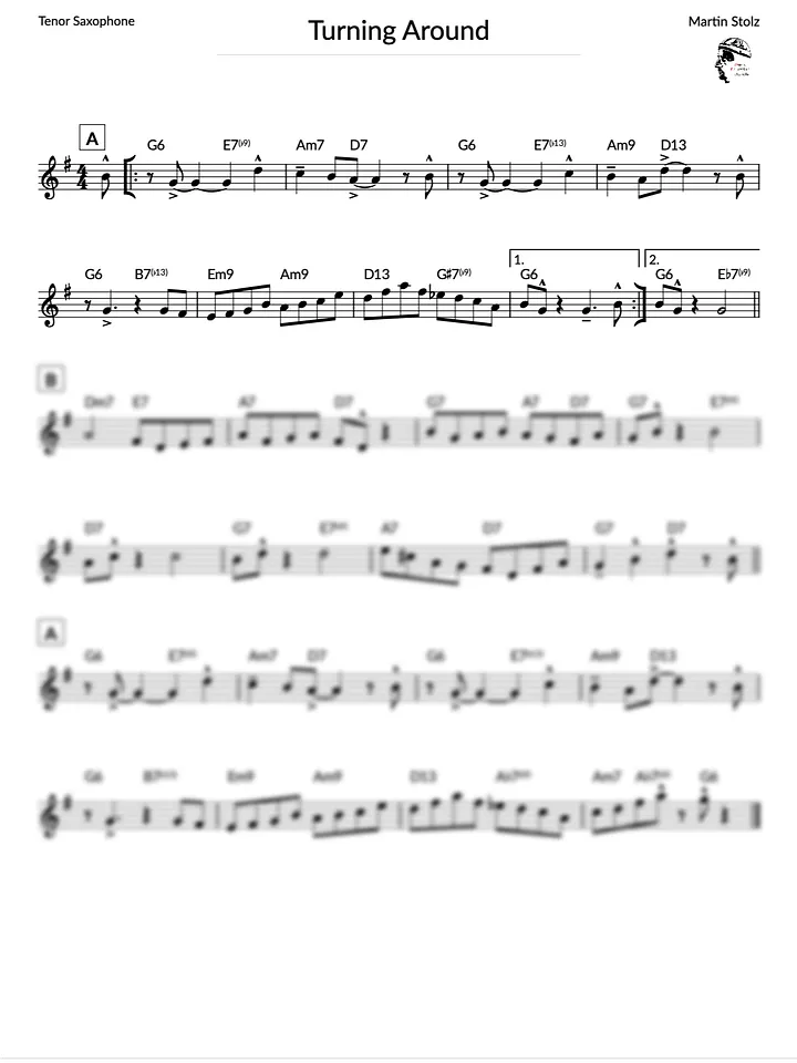 Turning Around - Tenor Saxophone (Exercise 5 Jazz Studies) product image (2)