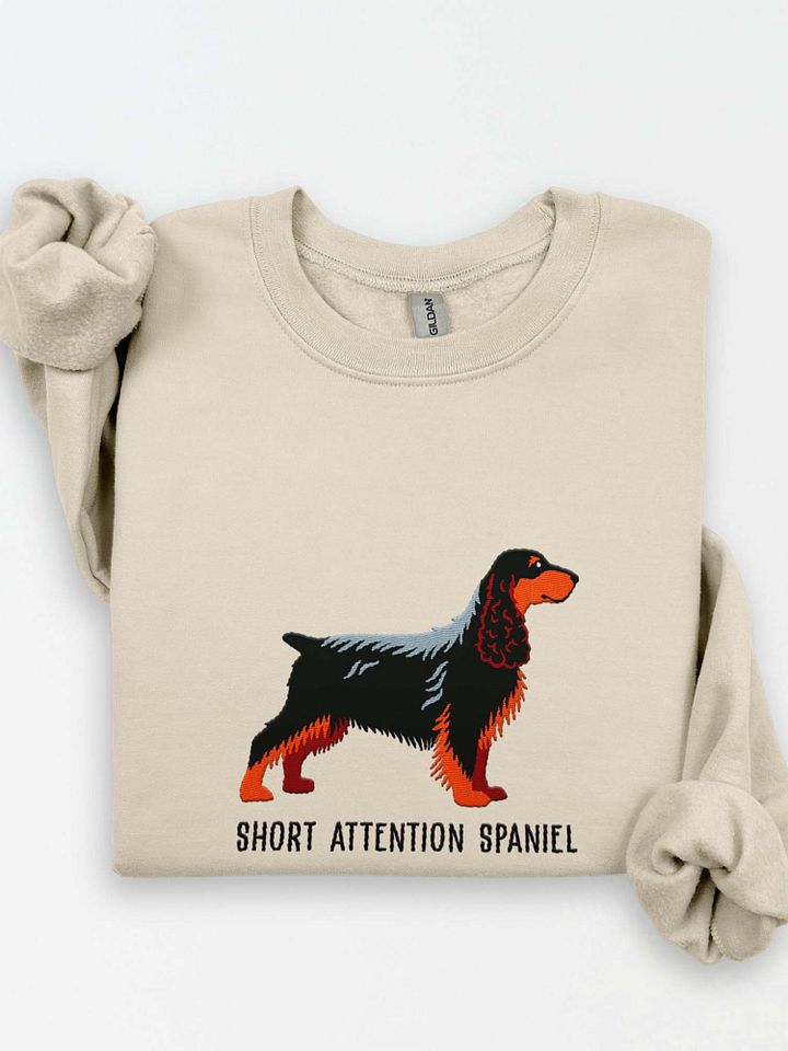 Short Attention Spaniel Sweatshirt (Embroidered) of a Field Spaniel(Black & Tan) product image (1)