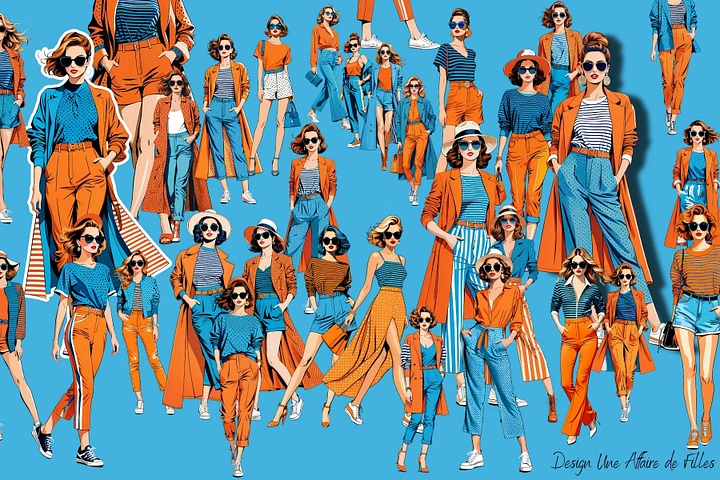 ORANGE & BLUE - 34 FASHIONISTA CLIPART product image (2)