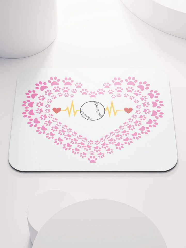Heart Paw Print Baseball Mouse Pad product image (1)