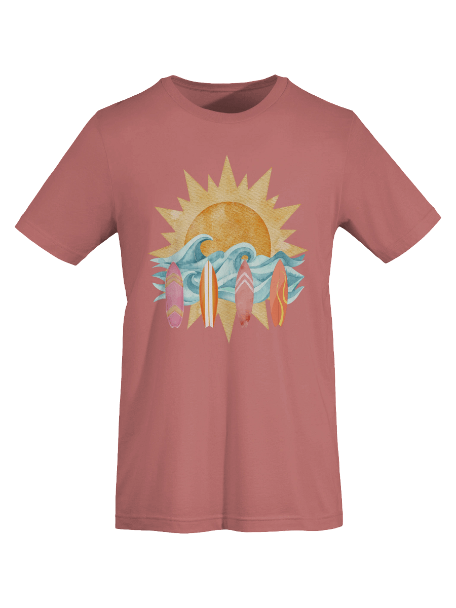 Retro Sun & Surfboards – Vintage Ocean Waves Summer Design Tee product image (91)
