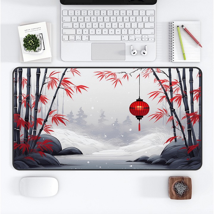 Snowy Lantern Medium Desk Mat (12 x 22) product image (1)