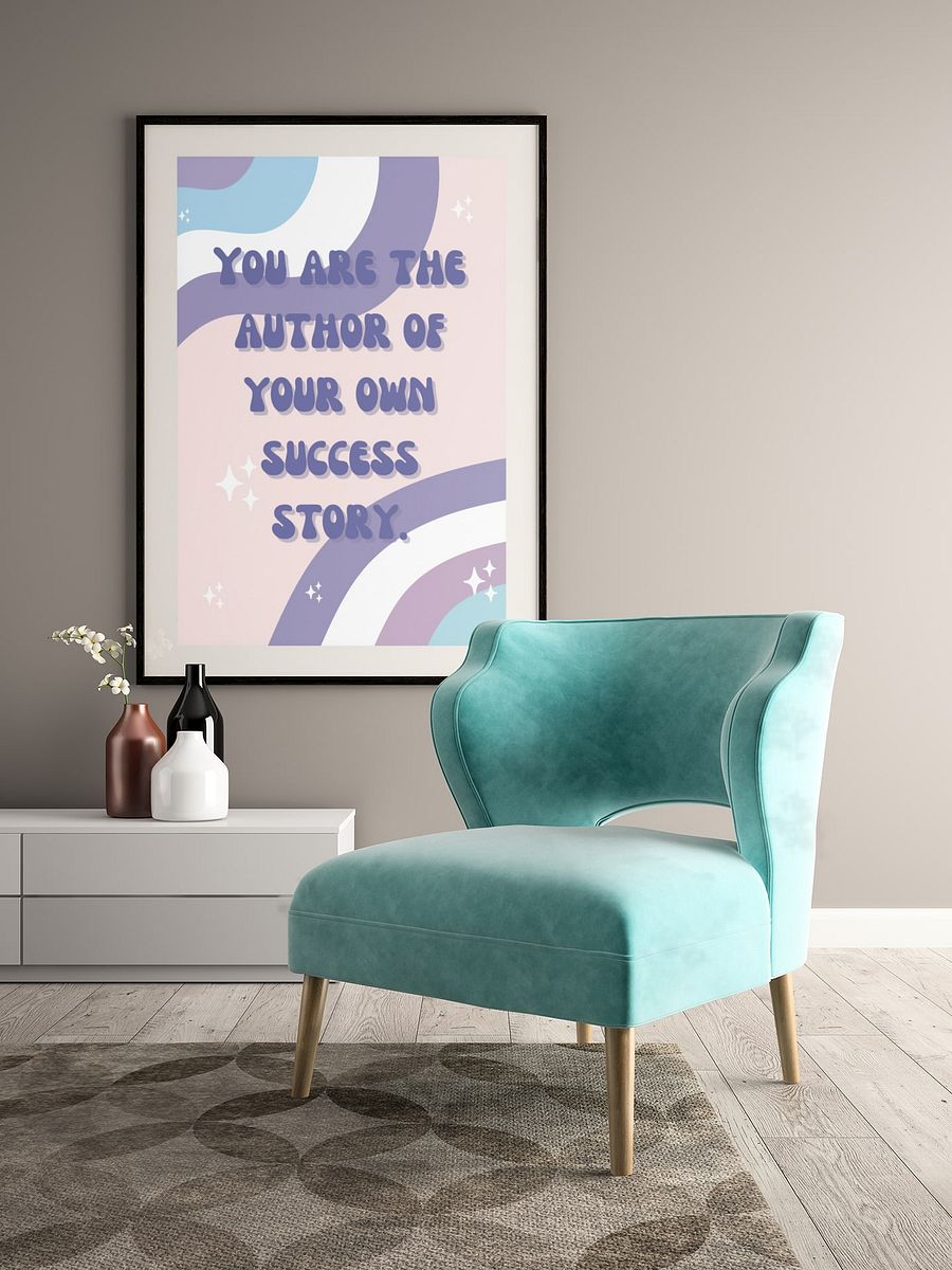 Pastel Rainbow Motivational Poster, Inspirational Success Story Wall Art, Positive Quote Print, Personal Growth Office Decor, Empowerment product image (4)