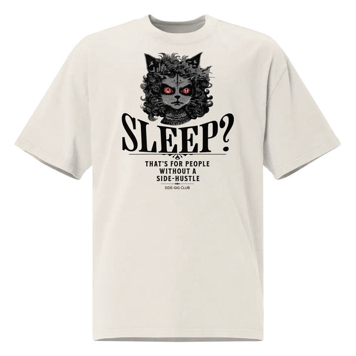 Sleepless Hustle: No Sleep, Just Side-Gigs Oversized Tee in Vivid Black product image (9)