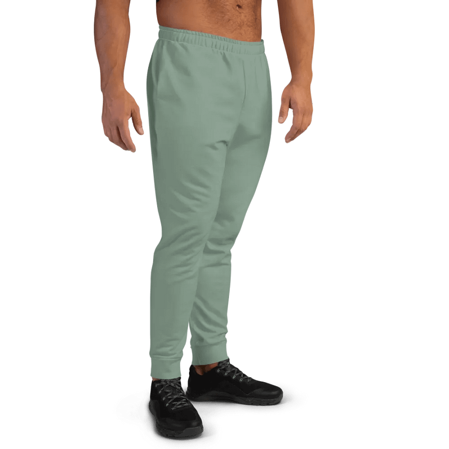 Plain Medium Sage Green Soft Summer Recycled Polyester Premium Men's Joggers by Treasure Pie product image (8)