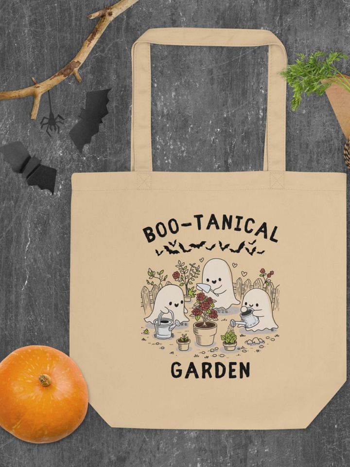 Hand-Drawn Spooky Gardener Ghost Canvas Cotton Bag product image (1)