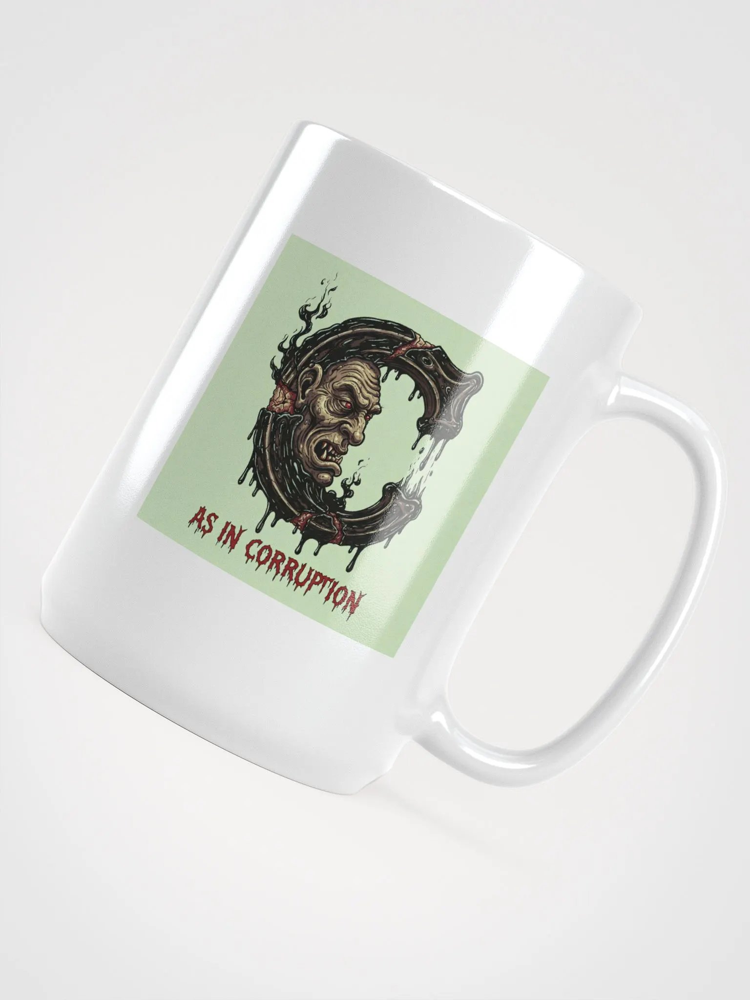 C as in corruption white glossy mug by dark alphabet product image (4)