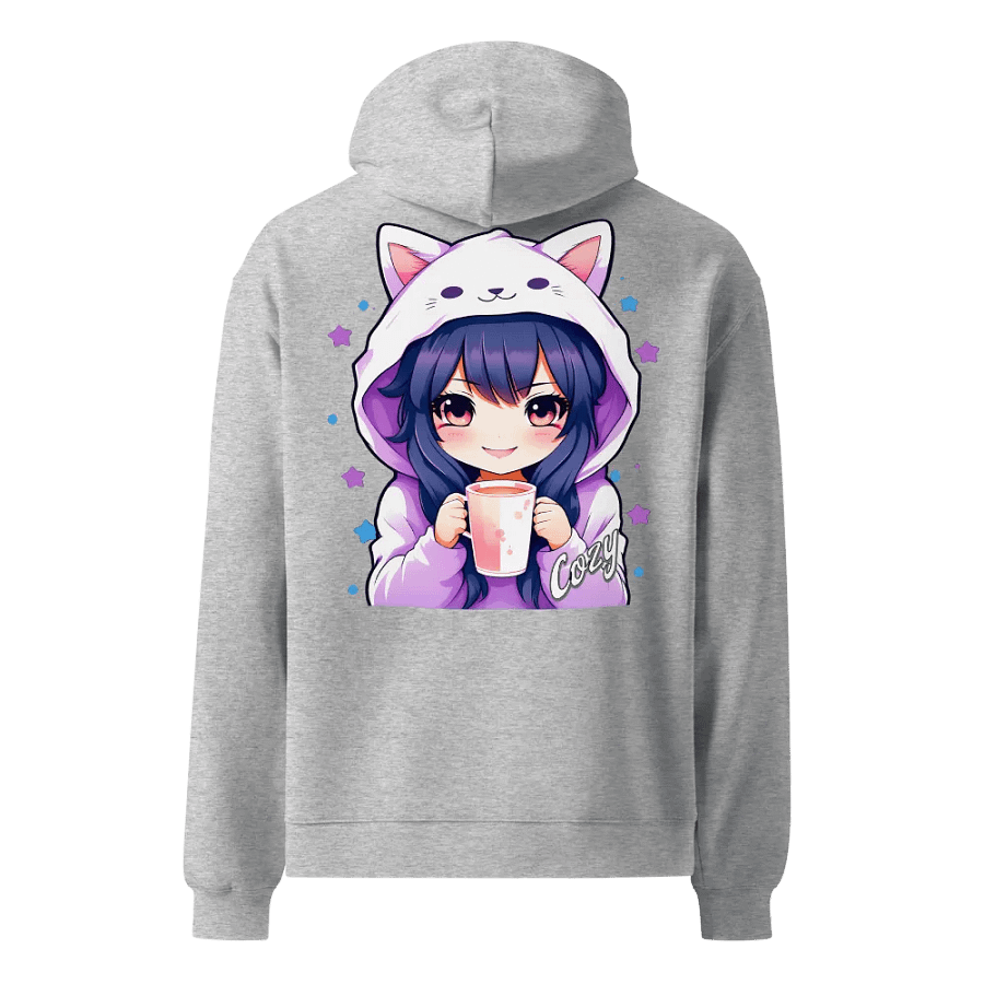 Cozy Kawaii Anime Girl - Premium Hoodie - Athletic Heather - Back Printed Design product image (1)