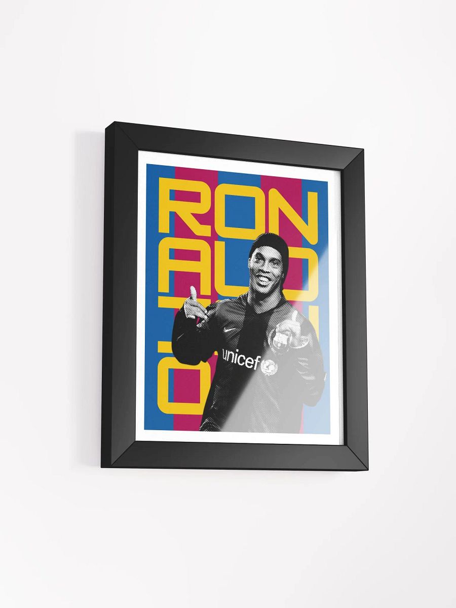 Ronaldinho BW Barcelona Name Art Framed Print product image (3)
