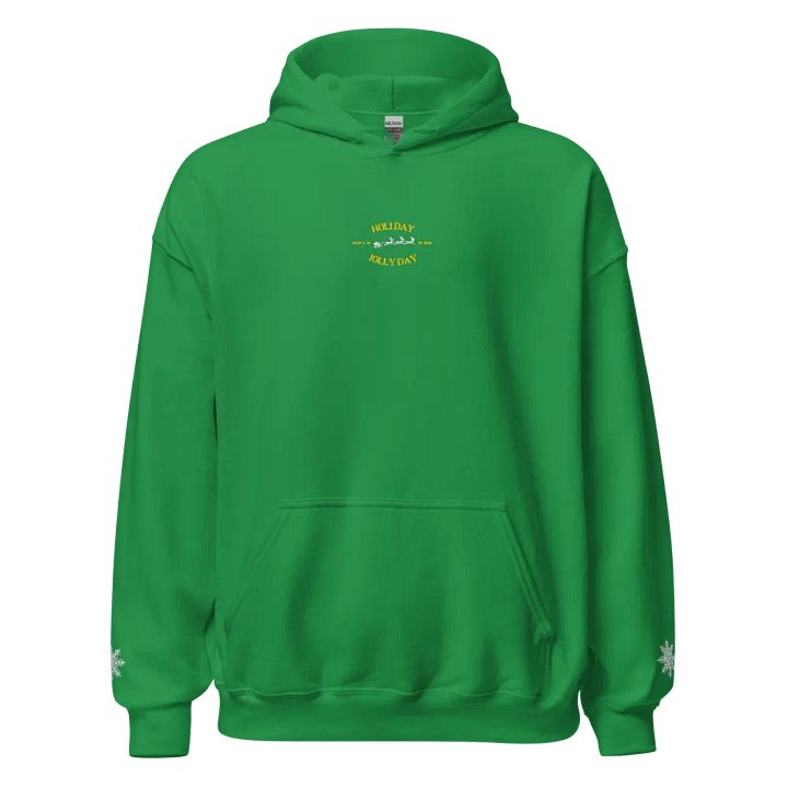 "Jolly Day Holiday" Embroidered Premium Unisex Hoodie - Front & Sleeve Design product image (1)