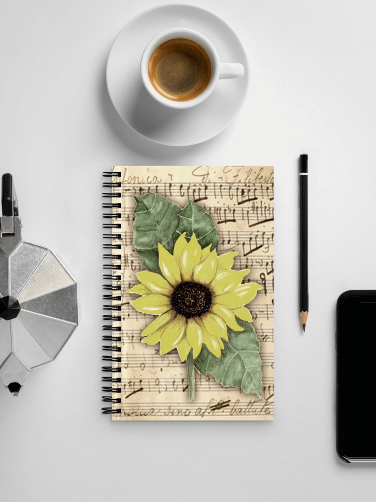 Distressed Watercolor Sunflower Print on Sheet Music product image (5)
