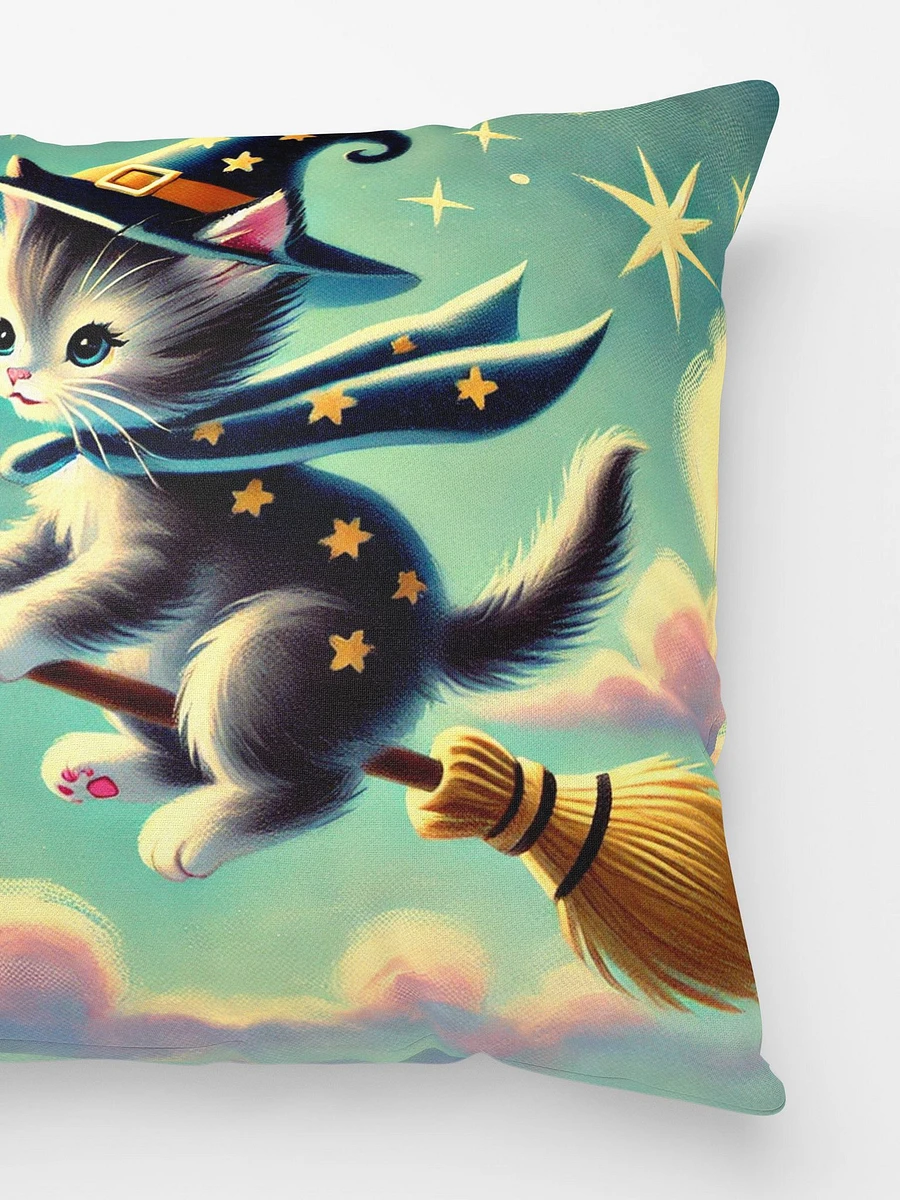 Kitten Witch Riding Broomstick Throw Pilllow product image (3)