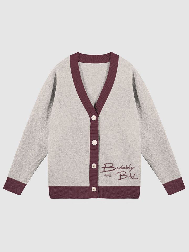 Bubbly and a B*tch (taupe and maroon sm. design) knitwear cardigan product image (3)