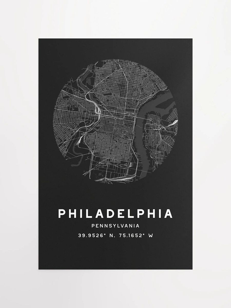 Philadelphia Street Map Poster – Black Minimalist Circular City Art product image (3)