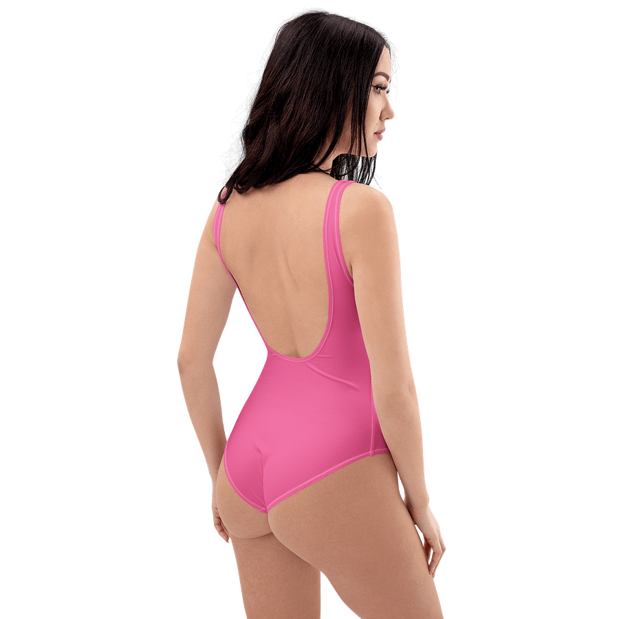 Flamingo Pink Solid Color Retro Inspired Women's One Piece Swimsuit product image (8)