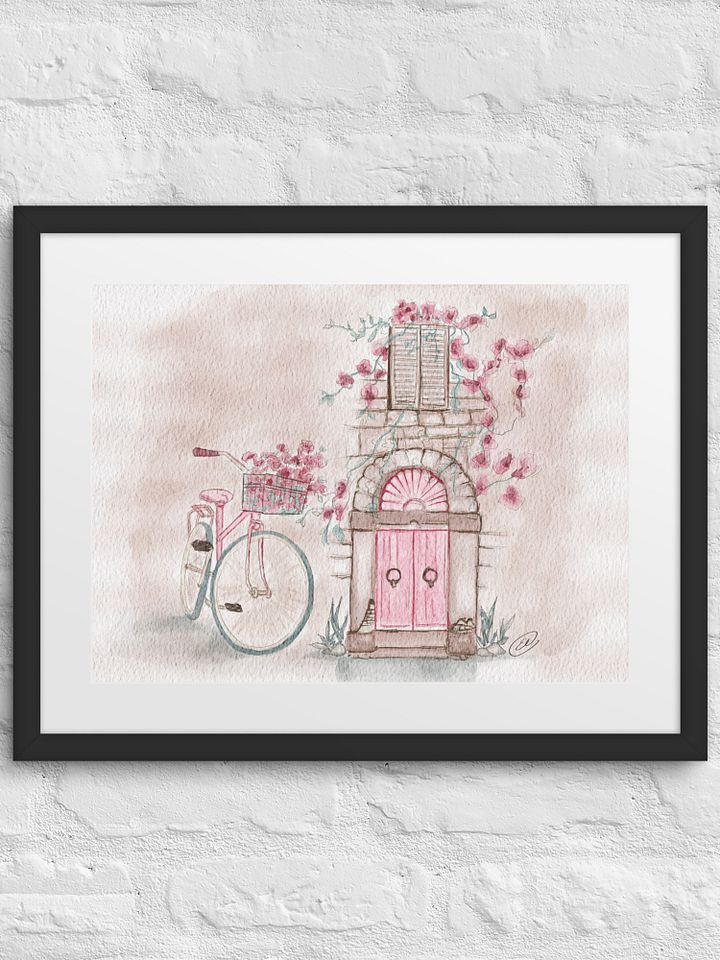 FRAMED Whimsical Bicycle and Flowers Poster product image (1)