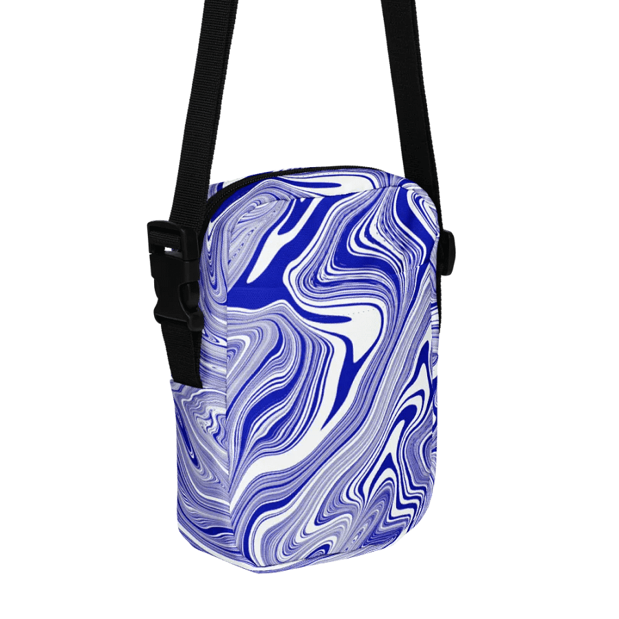 Utility Crossbody Bag - Blue and White Liquid Swirls product image (3)