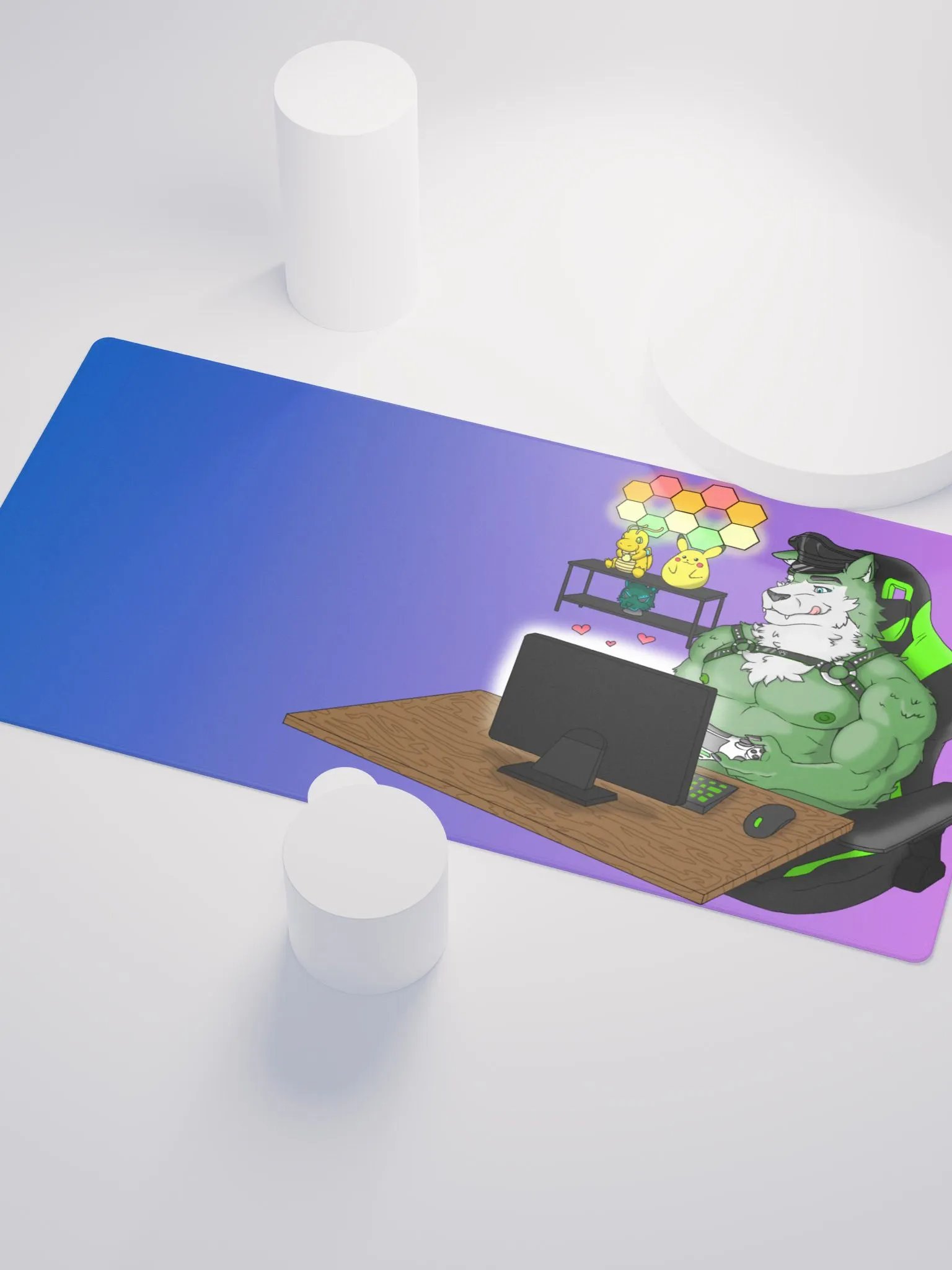 Cozy Wolf Dad Gaming Mouse Pad (Purple / Right) product image (3)