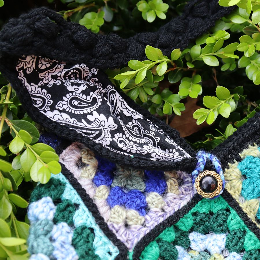 Blues and Greens Crochet Crossbody Bag - Handmade and One of a Kind product image (5)