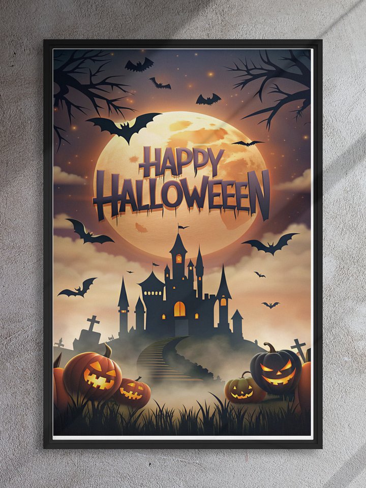 Happy Halloween Framed Art Print | Classic Spooky Decor product image (2)