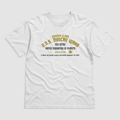T-Shirt Odissey Class - U.S.S. Duncan Idaho

Camiseta estilosa de Star Trek
Temos outras cores e vários tamanhos 

Stylish St...