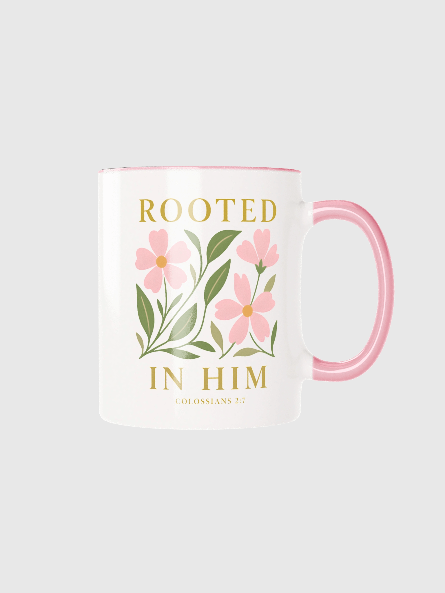 Elegant Floral Christian Mug for Women Inspired by Colossians 2:7 product image (1)