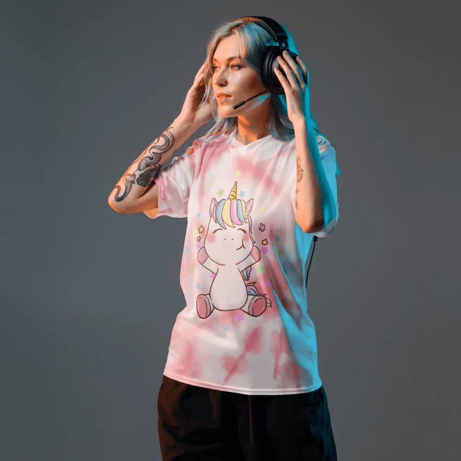 Cute Unicorn T Pink Adult V neck product image (8)