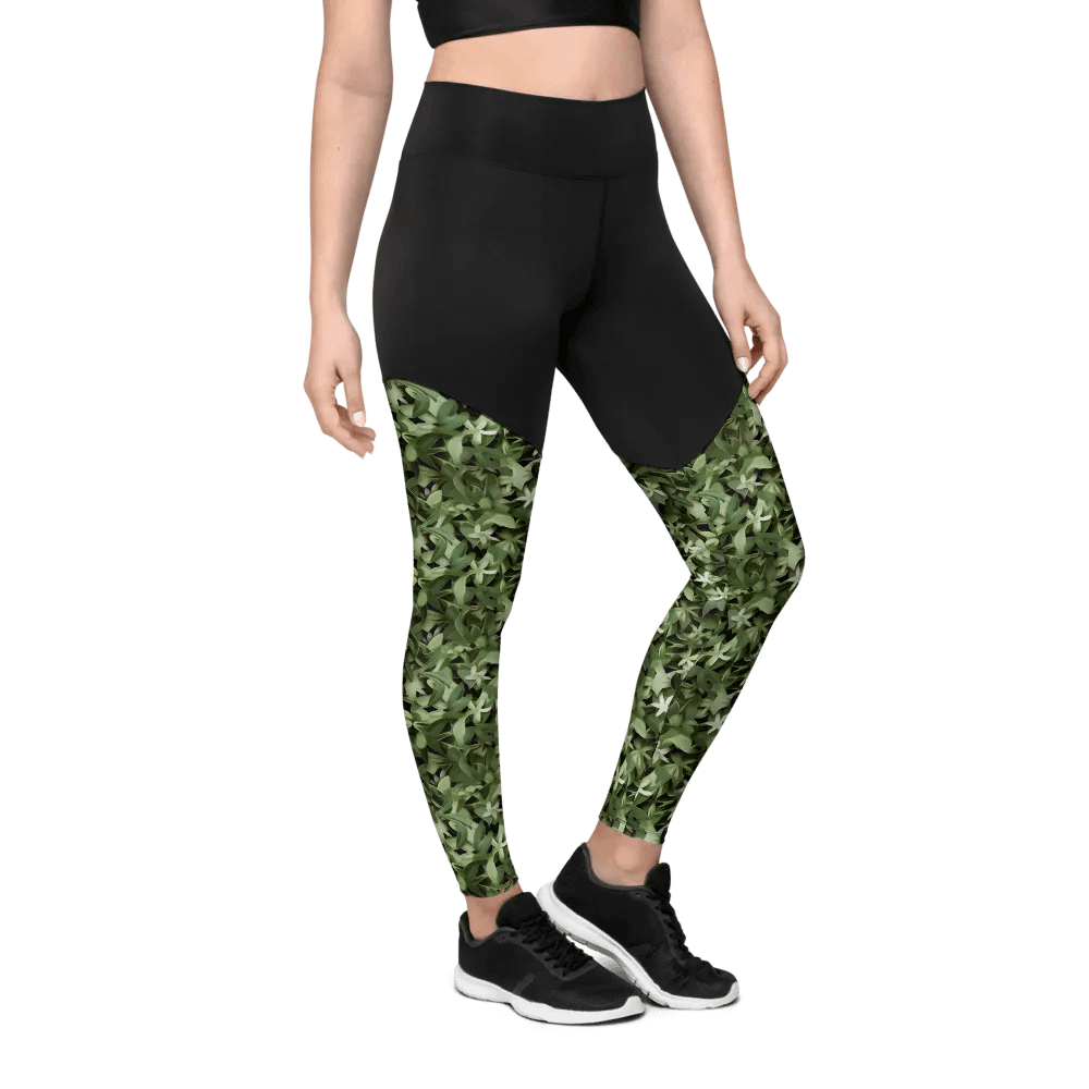 DARK GREEN CAMO PATTERN SPORTS LEGGINGS product image (7)
