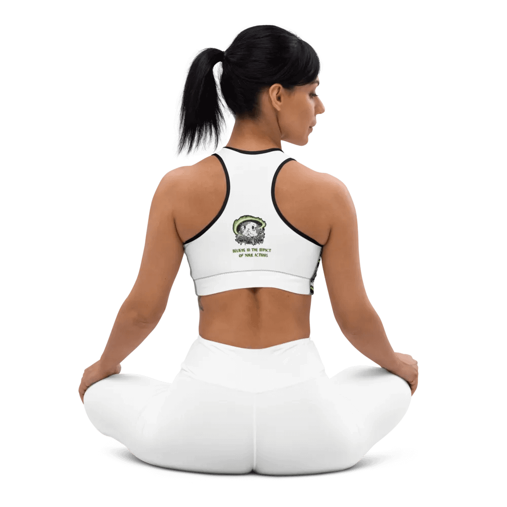 Save Me: A Plea from Planet Earth All-Over Print Padded White Sports Bra 🌍 product image (11)