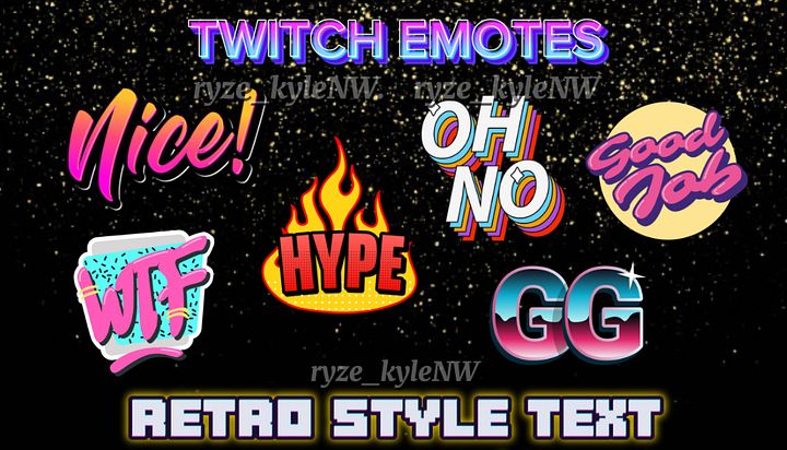 Twitch Emotes RETRO STYLE TEXT product image (1)