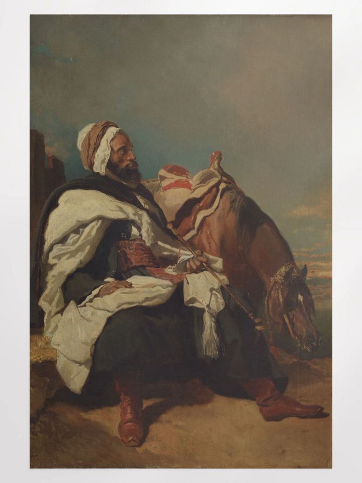 Digital copy Seated Arab Man with Horse By Alfred Dedreux French possibly ca. 1850–58/Enhanced Matte Paper Poster (in) by Allcolor product image (1)