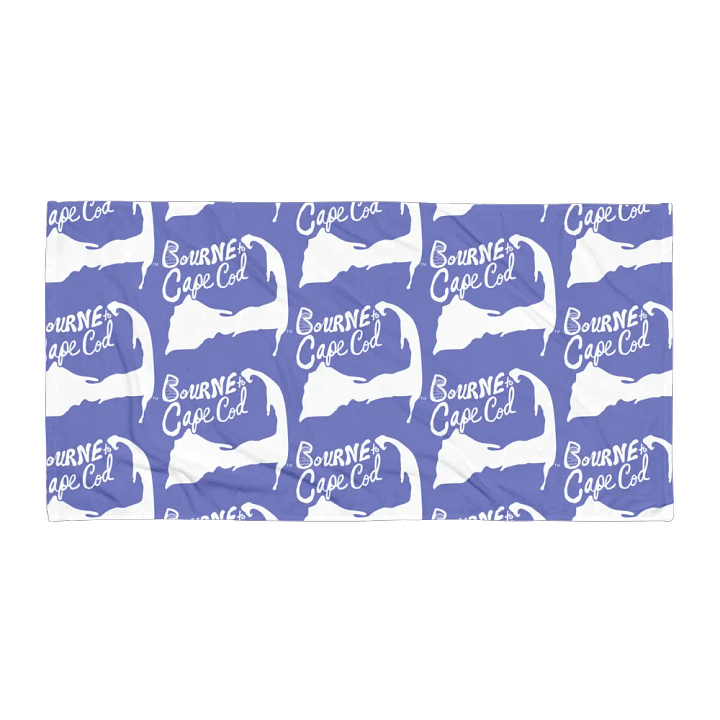 BOURNE to Cape Cod™ | Coastal Classic Beach Towel | All-Over Logo Print | Vibrant Colors for Salty Souls | White Logo on Slate Blue product image (1)