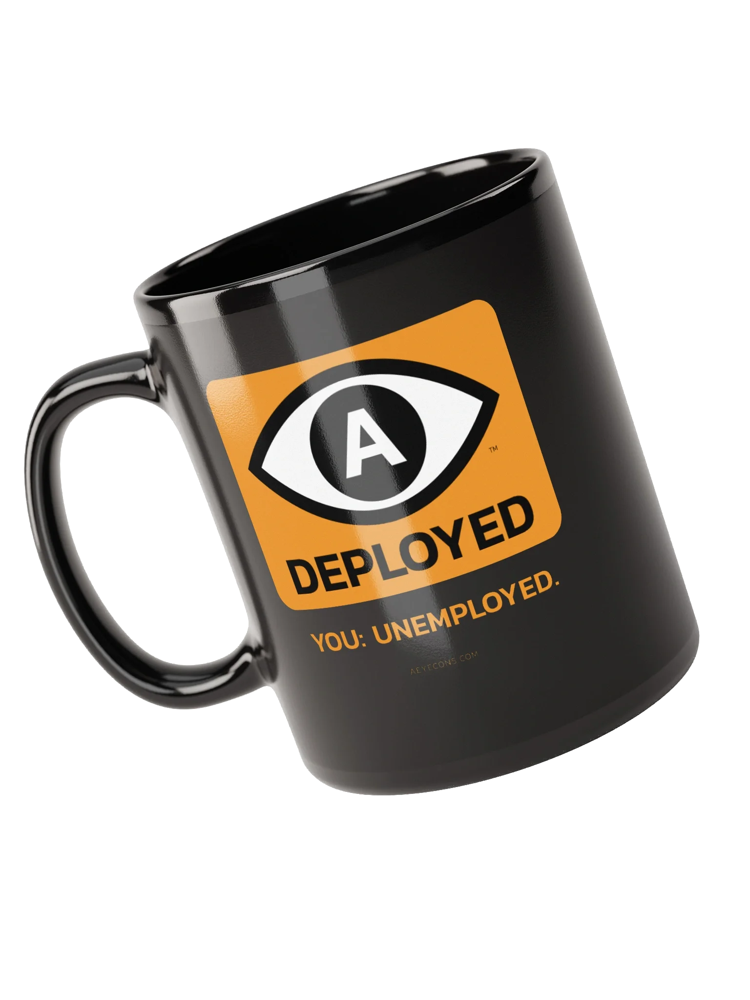 AI Deployed. You: Unemployed. Black Mug | AEYECONS™ AI Icons product image (6)