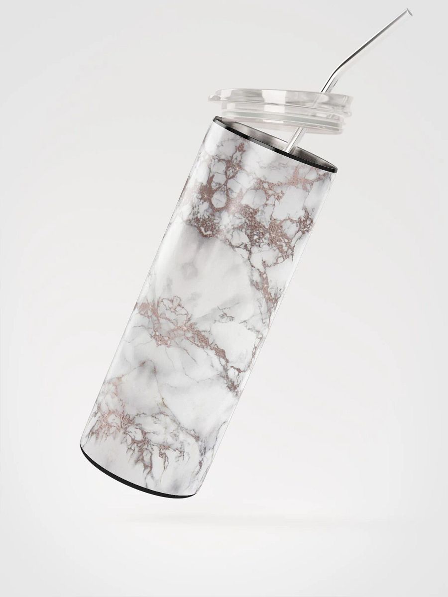 Elegance Defined: Marble Rose Gold Print Stainless Steel Tumbler | Eco-Friendly 20 oz Tumbler with Reusable Straw! product image (2)