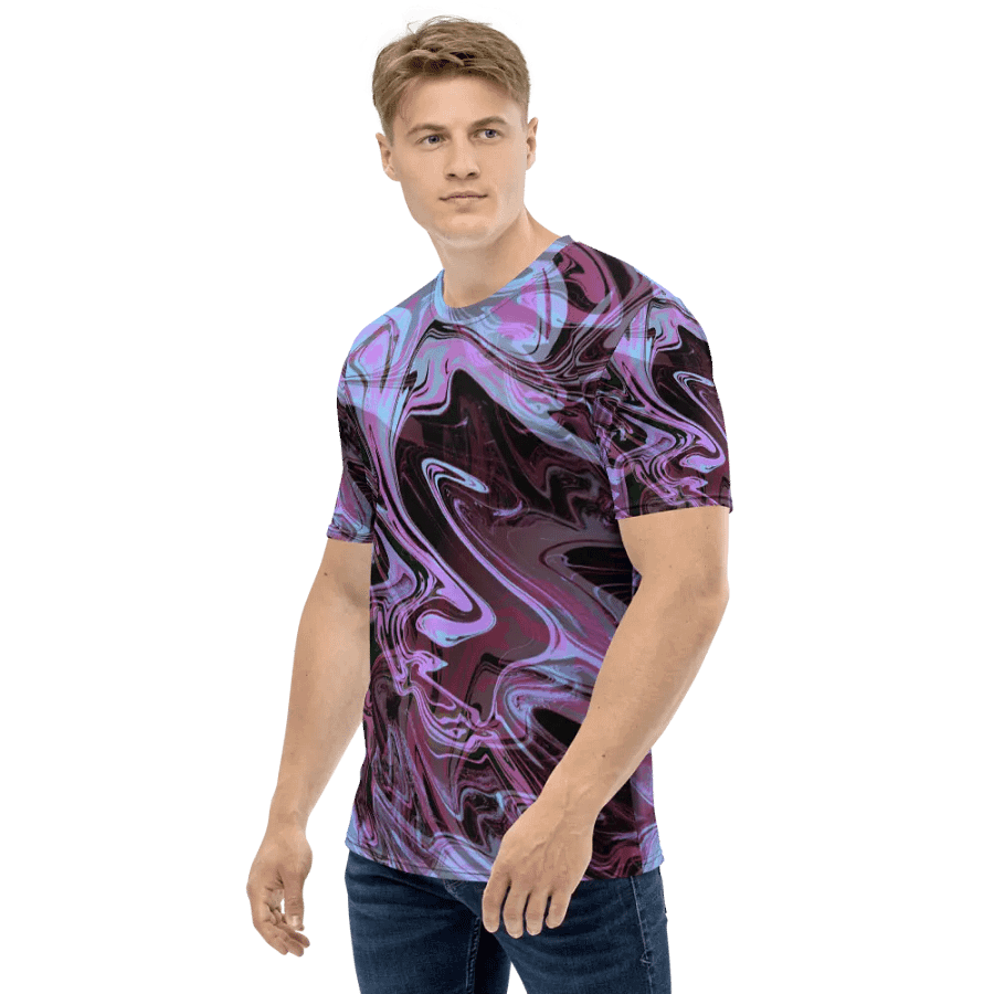 Pink, Black and Blue Swarm Pattern Urban Design T-Shirt product image (3)