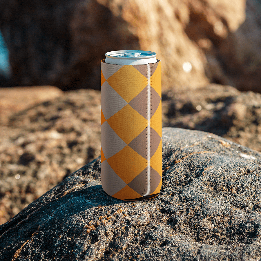 12 oz Slim or Regular Can Coozie | Retro Style Brown & Orange Plaid – Vintage 70s Inspired product image (7)