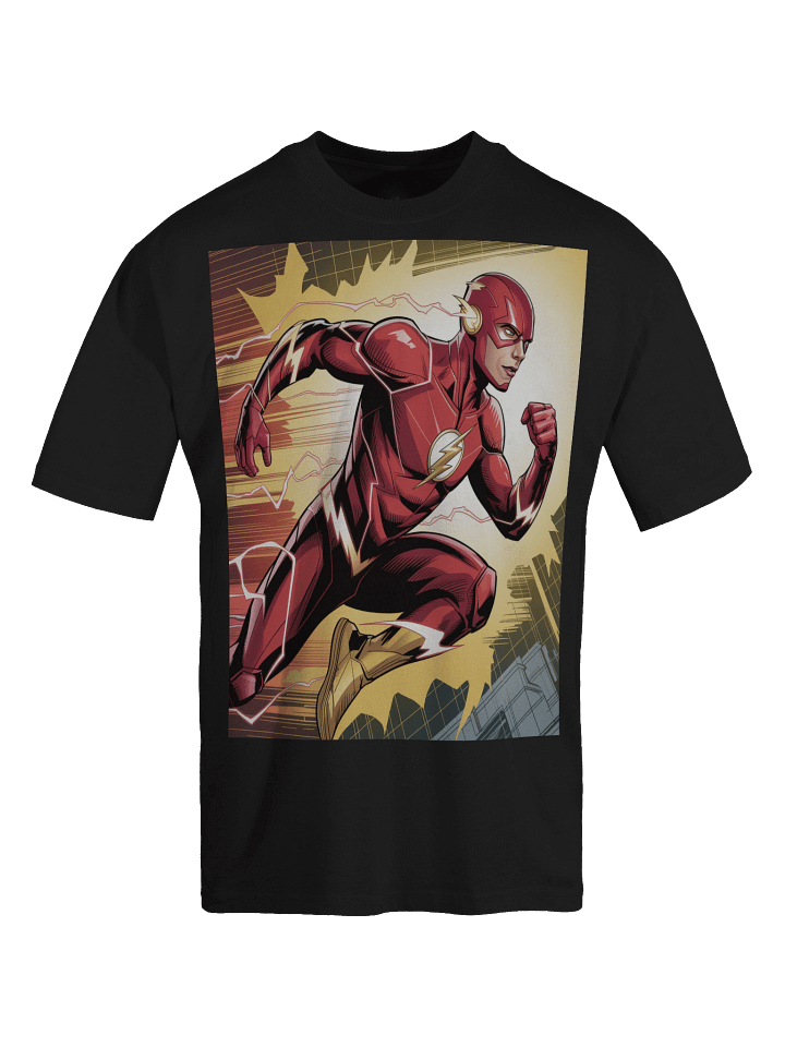 Shadow Sprint: The Flash Faded Velocity Oversized T-Shirt product image (1)