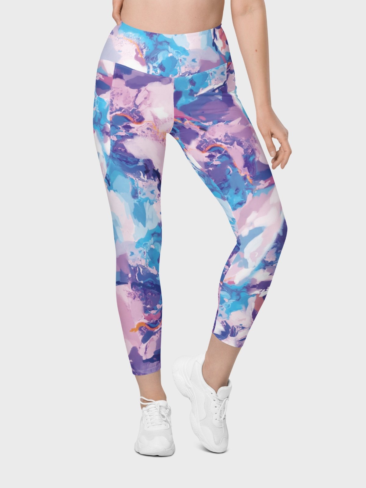Leggings with Pockets "Marble Effect Pastel Blue Purple Dreamy Waves" product image (2)